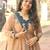 Light-brown crepe embroidered flared gown set