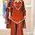 Dark-orange georgette embroidered palazzo set
