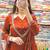 Dark-orange georgette embroidered palazzo set