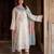 Off-white silk blend embroidered kurta set