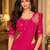 Women   s Georgette Embroidered  Patch Ready to Wear Saree with Designer Stitched Embroidered 3/4 Sleeve Blouse 
