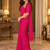 Women   s Georgette Embroidered  Patch Ready to Wear Saree with Designer Stitched Embroidered 3/4 Sleeve Blouse 