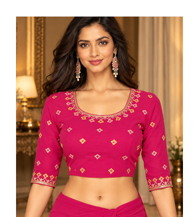 Women   s Georgette Embroidered  Patch Ready to Wear Saree with Designer Stitched Embroidered 3/4 Sleeve Blouse  4