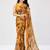 Mustard color weightless floral printed sarees with unstitched blouse