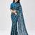 Neavy-blue color weightless floral printed sarees with unstitched blouse