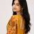 Mustard color weightless floral printed sarees with unstitched blouse