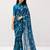 Sky color weightless floral printed sarees with unstitched blouse