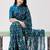 Neavy-blue color weightless floral printed sarees with unstitched blouse