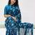 Sky color weightless floral printed sarees with unstitched blouse