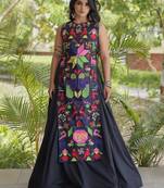 Fabulous Black Cotton Navratri Wear Lehenga With Thread Work Blouse