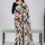 Black color weightless floral printed sarees with unstitched blouse