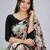 Black color weightless floral printed sarees with unstitched blouse