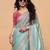 Turquoise Silk Blend Embroidery With Sequence Work Saree with Unstitch Blouse Piece For Women 