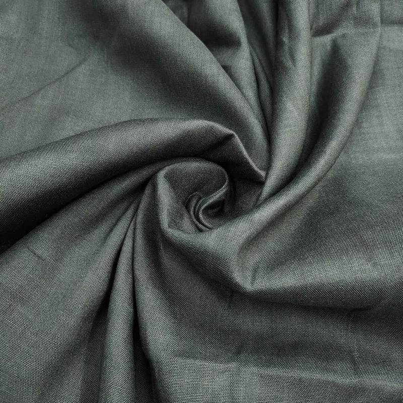 Grey linen cotton printed unstitched dress material.