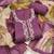Purple linen cotton printed unstitched dress material.