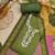 Green linen cotton printed unstitched dress material.