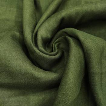 Green linen cotton printed unstitched dress material. 4