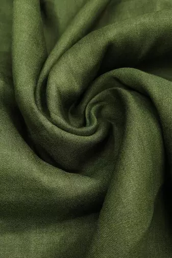 Green linen cotton printed unstitched dress material.