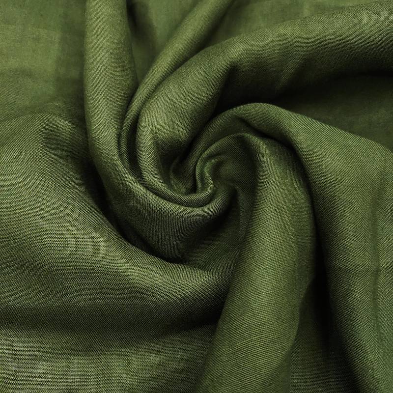 Green linen cotton printed unstitched dress material.