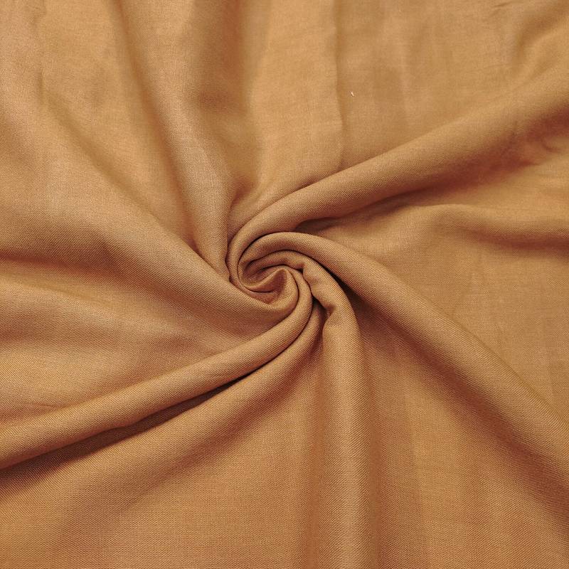 Brown linen cotton printed unstitched dress material.