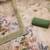 Green linen cotton printed unstitched dress material.