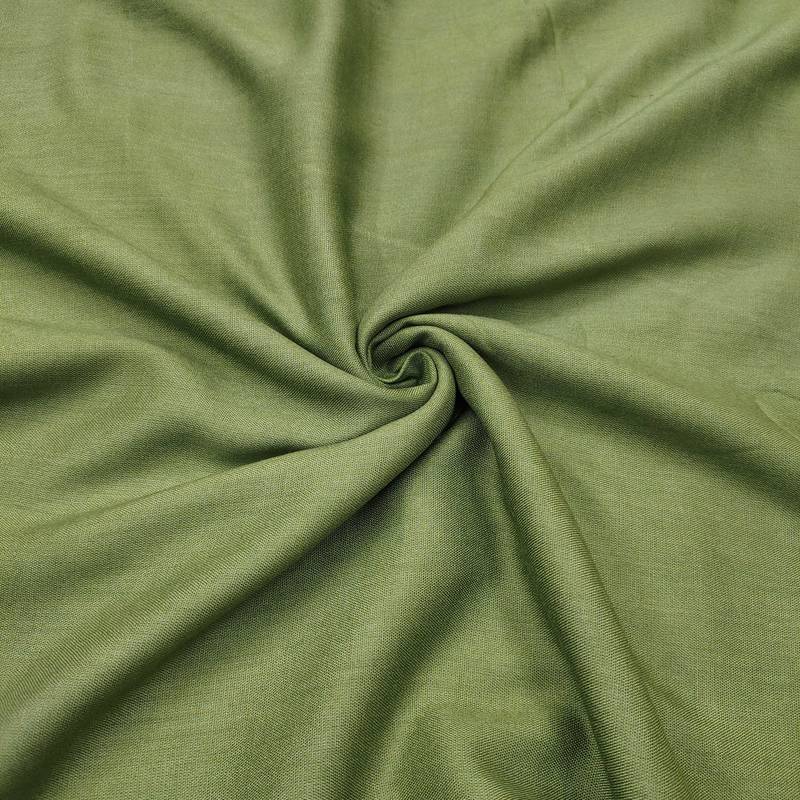 Green linen cotton printed unstitched dress material.