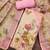 Pink linen cotton printed unstitched dress material.