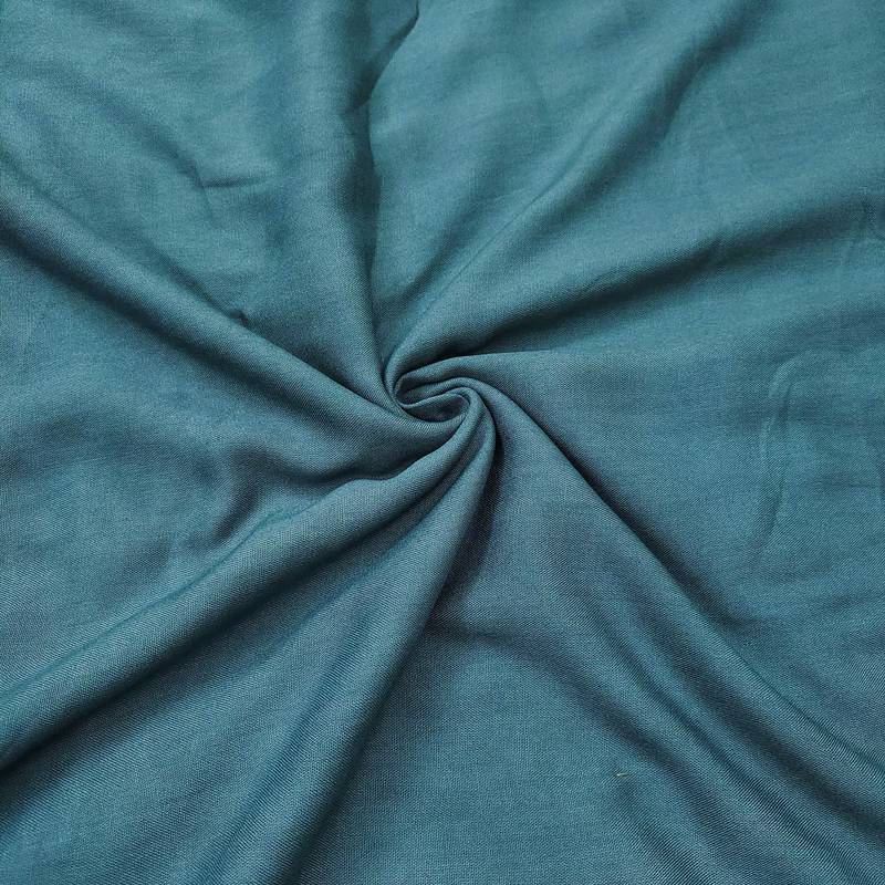 Teal linen cotton printed unstitched dress material.