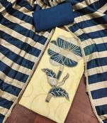 Yellow cotton embroidered unstitched dress material.