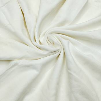 White cotton embroidered unstitched dress material. 4