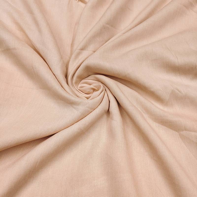 Beige linen cotton printed unstitched dress material.