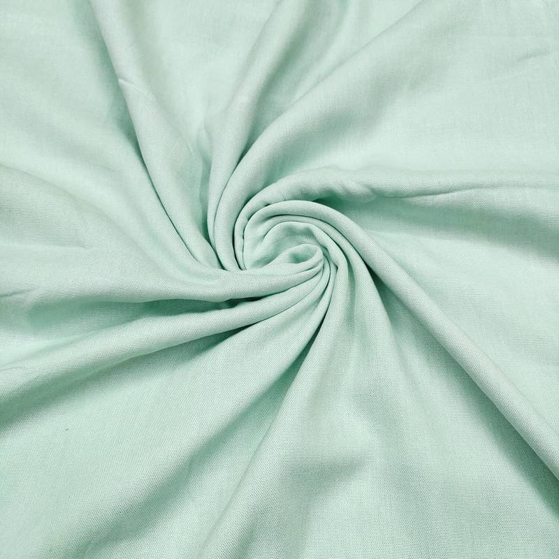 Mint linen cotton printed unstitched dress material.
