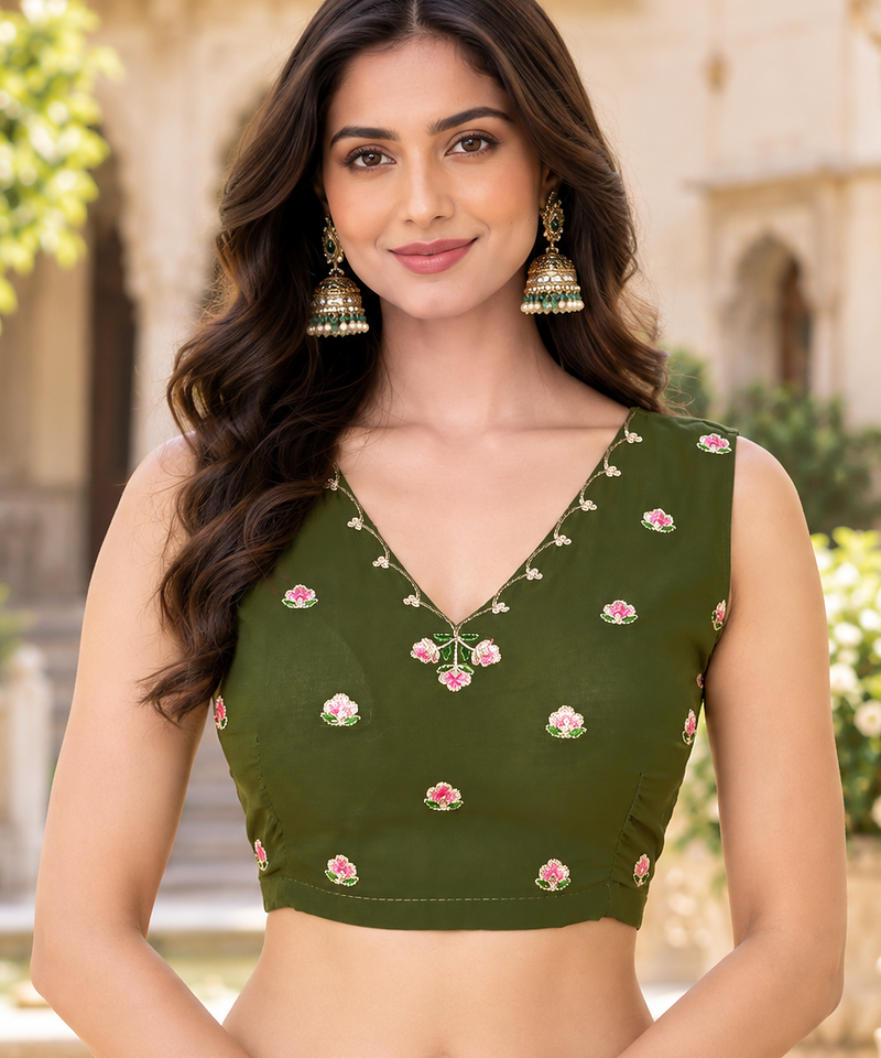 Women   s Georgette Embroidered  Patch Ready to Wear Saree with Designer Stitched Embroidered Sleeveless Blouse