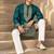 Man's rama green zari sequence thread embroidery work kurta set