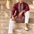 maroon zari sequins thread embroidery work kurta pajama