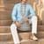 sky blue zari sequins thread embroidery work kurta pajama