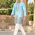 sky blue zari sequins thread embroidery work kurta pajama
