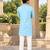 sky blue zari sequins thread embroidery work kurta pajama