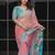 Pink georgette aari work printed saree
