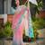 Pink georgette aari work printed saree