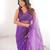 Purple net sequins work embroidered saree