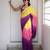Multicolor linen stripes print printed saree