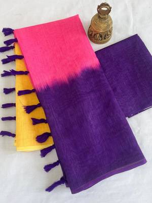 Multicolor linen stripes print printed saree 2