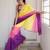 Multicolor linen stripes print printed saree