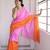 Pink linen abstract print printed saree