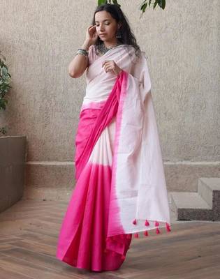 Multicolor linen abstract print printed saree 1
