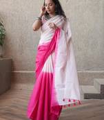 Multicolor linen abstract print printed saree