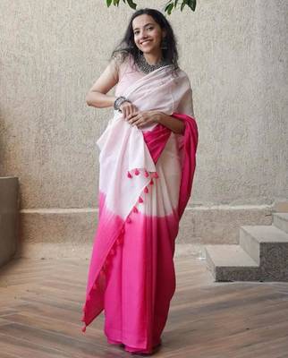 Multicolor linen abstract print printed saree 2
