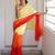 Orange linen abstract print printed saree