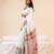 White linen floral print printed saree